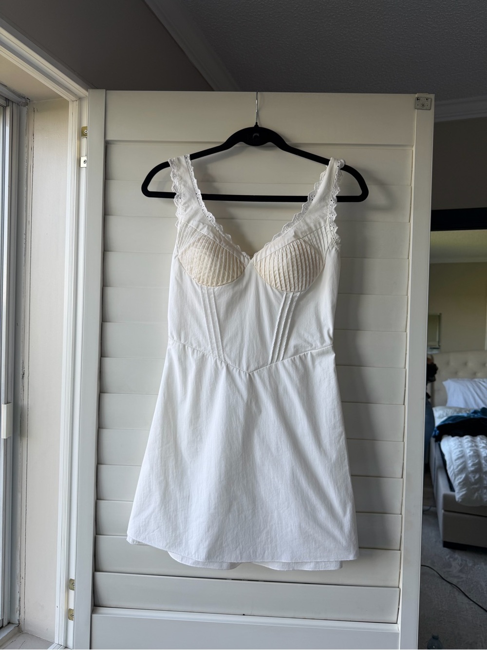 Classic White Lace-Trim Slip Dress